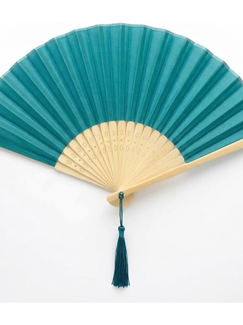 Fabric Handheld Folding Hand Fan With a Tassel Grade A Bamboo Ribs for Women Gir